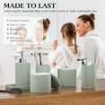 thumbnail image 2 of 6-Piece Green Bathroom Set - Mesh Textured Resin Bathroom Accessories Set with Soap Dispenser, Toothbrush Holder, Cup, Vanity Tray & Apothecary Jars for Small Spaces, 2 of 16