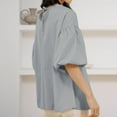 thumbnail image 4 of FcBaudy Hauts pour Femmes, Chemises pour Femmes, Manches Courtes Col Rond Blouses & Chemises d'Été Unies Chemises Amples Manches Bouffantes Manches Courtes Col Rond Blouses pour Femmes, 4 of 4