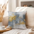 thumbnail image 3 of Ethan Taylor Abstract Throw Pillow Soft Cushion Cover 'Lucid Shift Paint Brush Strokes Modern' Transitional Pattern Decorative Square Accent Pillow Case, 16x16 Inches, Gold, Gray, 3 of 5