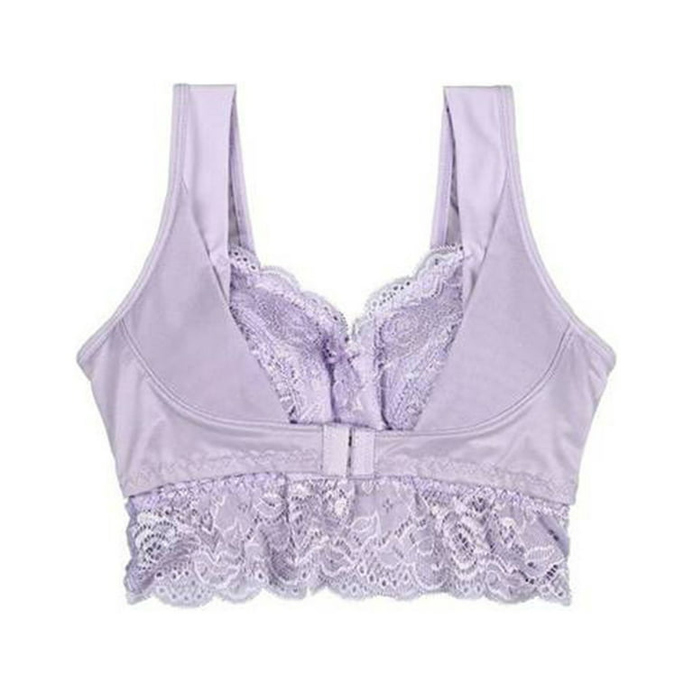 Bigersell Women's T-Shirt Bra Front Buckle Push up up Breast Milk Sleep  Lace No Underwire Bra Regular Size Push-Up T-Shirt Bra, Style 620, Purple  34B