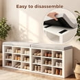 thumbnail image 6 of Shoe Bench with Cushion, Entryway Storage Bench with 18 Cubbies, 9.5" Widened Shoes Rack Benchs, Shoe Cubby Rack for Living Room, Bedroom, Entryway, White, 6 of 8