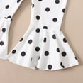 thumbnail image 6 of Wuxian Kids Outfits Solid Color Flare Sleeve Off-Shoulder Long Sleeve T Shirt Tops Polka Dot Leopard Printed Flared Pants Headbands Sweat Set For Toddler,Black,2-3 Years, 6 of 8