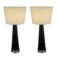 thumbnail image 1 of Set of 2 Black Tapered Table Lamps With Built-In Power Outlets, 1 of 3
