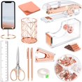 thumbnail image 2 of Rose Golden Desk Accessories, Acrylic Stapler, Staples Remover, Tape Holder, Pen, 2 of 5