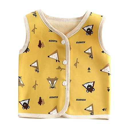 

Floleo Girls Kids Outfits Autumn Winter Baby Boys Girls Cartoon Pattern Plus Fleece Cardigan Warm Vest