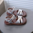 thumbnail image 4 of TOWED22 Girls Strap Sandals Open Toe Outdoor Flats with Hook and Loop Kid Summer Shoes for Girls（Silver,12.5）, 4 of 9