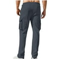 thumbnail image 3 of Admvng Mens Cargo Pants Solid Casual Multiple Pockets Elastic Waist Long Pants Trousers, Size S-2XL, 3 of 6