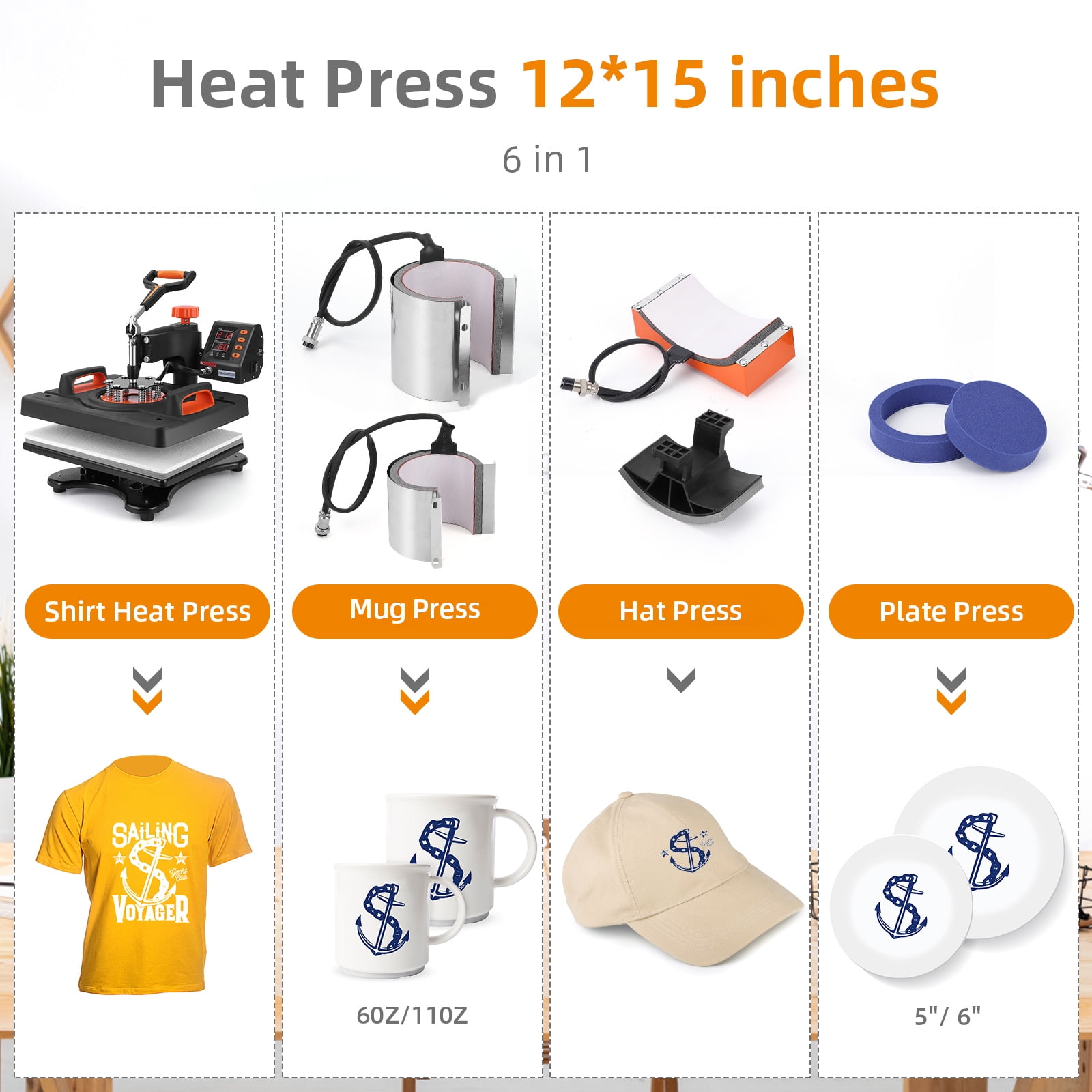 Whubefy Upgraded Heat Press Machine for Shirts 15 x 12 inch T Shirt Press Machine 360-Degree Swing Digital Shirt Printing Heat Transfer Sublimation