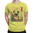 thumbnail image 2 of Ukiyo Block Print Pug Ramen Art Men's Yellow T-shirt, 2 of 3