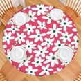 thumbnail image 2 of Red Daisy Flower Green Centers Pattern Round Fitted Tablecloth with Elastic Edge,Dining Table Cover Waterproof,Outdoor Round Tablecloth for Camping,Dining,Indoor and Outdoor, 2 of 7