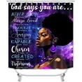thumbnail image 2 of 4PCS Elegant African American Woman Shower Curtain Set, Pink Floral Eiffel Tower High Heels Positive Quotes Sexy Afro Black Girl Melanin Queen Fashion Bathroom Decor, Non-slip Bath Mat, 2 of 7