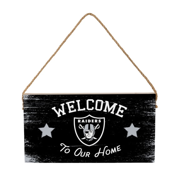 Las Vegas Raiders 6" x 11" Welcome Home Wood Wall Sign with Rope Hanger