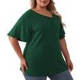 thumbnail image 4 of Daystry Women's Plus Size Short-Sleeve Tie Tops Tunic Wrap Sweetheart Lightweight Tee, 4 of 14