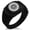 Black, variant on Stainless Steel Sakakibara Samurai Crest CZ Ribbed Needle Stripe Pattern Biker Style Polished Ring