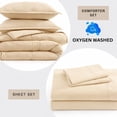thumbnail image 4 of Ensemble de Douillette Simple Prélavé - Ensemble de Lit 5 Pcs – Alternative Douce à la Microfibre Brossée – Comprend Douillette, Ensemble de Draps - Beige, 4 of 14
