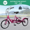 thumbnail image 2 of Lilypelle 16 inch Tricycle for Beginner Riders,Adult Tricycle 16" Wheels, 1-Speed Trike, 3 Wheels Bike with Basket, Exercise Shopping Picnic, 2 of 9