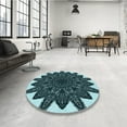 thumbnail image 3 of Ahgly Company Indoor Square Patterned Blue Lagoon Blue Area Rugs, 3' Square, 3 of 6