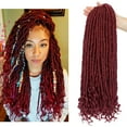 thumbnail image 3 of Benehair Goddess Locs Crochet Braids Boho Style Faux Locs Hair Extensions with Curly Ends Pre Looped Locs Synthetic for Women 16" Burgundy, 3 of 9