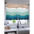 thumbnail image 5 of Sheer Curtains 54 Inch Length 2 Panels Set for Kitchen, Teal Blue Ombre Stripe Semi Sheer Curtains for Windows, Abstract Summer Beach Coastal Voile Window Treatments Rod Pocket Curtain, 5 of 7