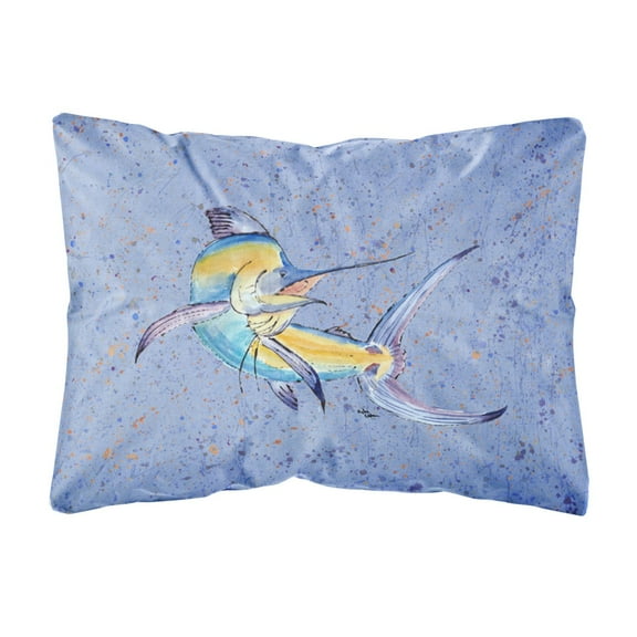 Carolines Treasures 8350PW1216 Blue Marlin Canvas Fabric Decorative Pillow, 12H x16W, multicolor