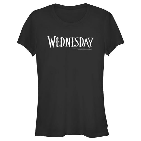 Junior's Wednesday Simple Logo  Graphic Tee Black Small