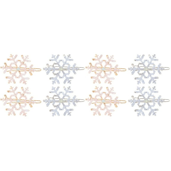 Jiyike 8 pcs Elegant Christmas Barrettes Snowflake Hair Pin Hair Clips for Women