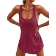 thumbnail image 1 of Trajes de Baño para Mujer, Vestidos de Playa Básicos, Sin Mangas, con Cuello en U, para Playa Vino Tinto XL, 1 of 9