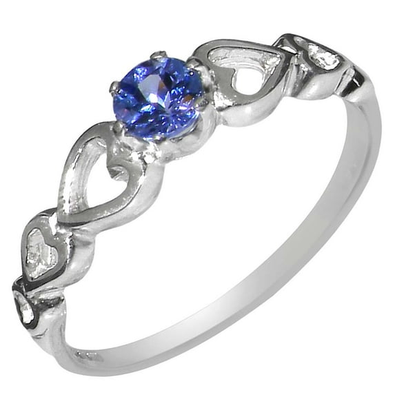 LBG British Made 9ct White Gold Natural Tanzanite Womens Solitaire Ring - 33 size options - Size 10.75
