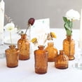 thumbnail image 2 of Efavormart Set of 6 Vintage Embossed Amber Gold Glass Bud Vases, Decorative Apothecary Style Reed Diffuser Table Centerpieces, 2 of 5