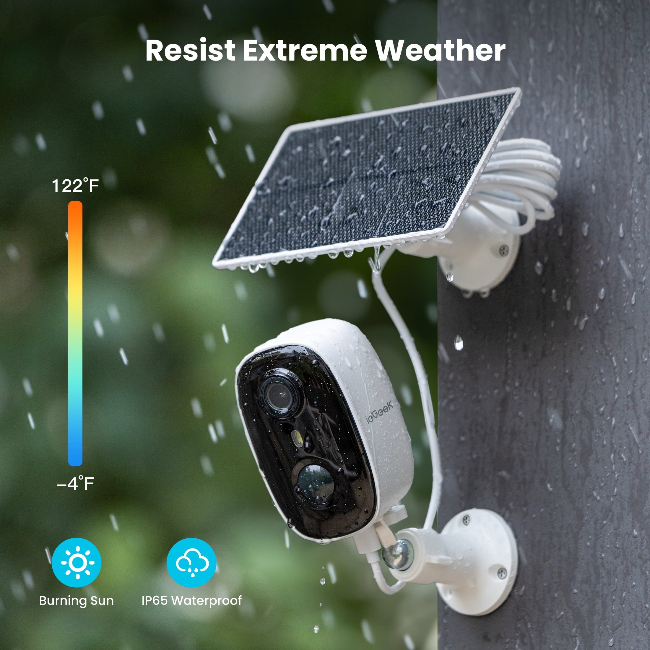 ieGeek Solar Outdoor Security Cameras Wireless, 2K Color Night Vision, Surveillance with AI Detection, Work with Alexa Supports only 2.4G WIFI