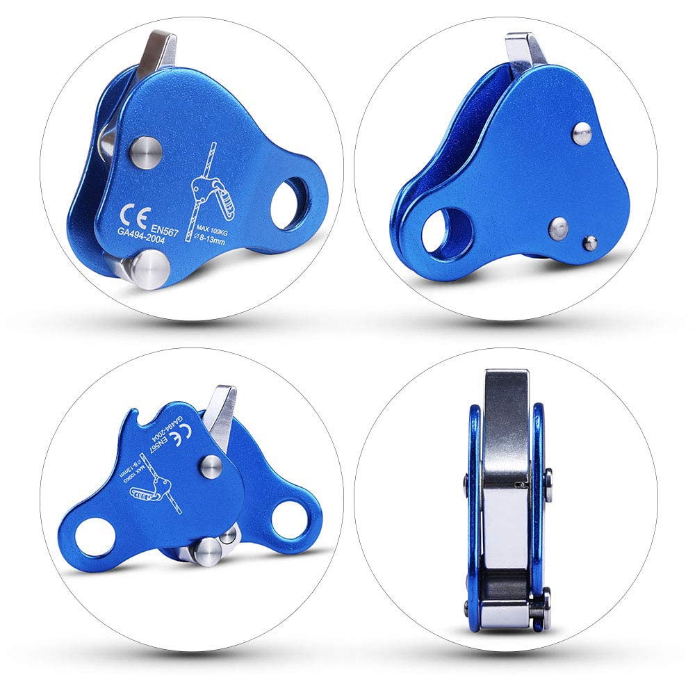 1 Pcs Climbing Ascender, Climbing Rope Grab Suitable for 8-13 mm Diameter Rope Fall Protection Belay Device, Blue