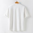 thumbnail image 5 of Men's Casual Button Down Shirt Short Sleeve Tops Lapel Button Down Solid Color Beach Shirts Lapel Tops Plus Size Stretch Shirts Retro Button Down Shirts, 5 of 5