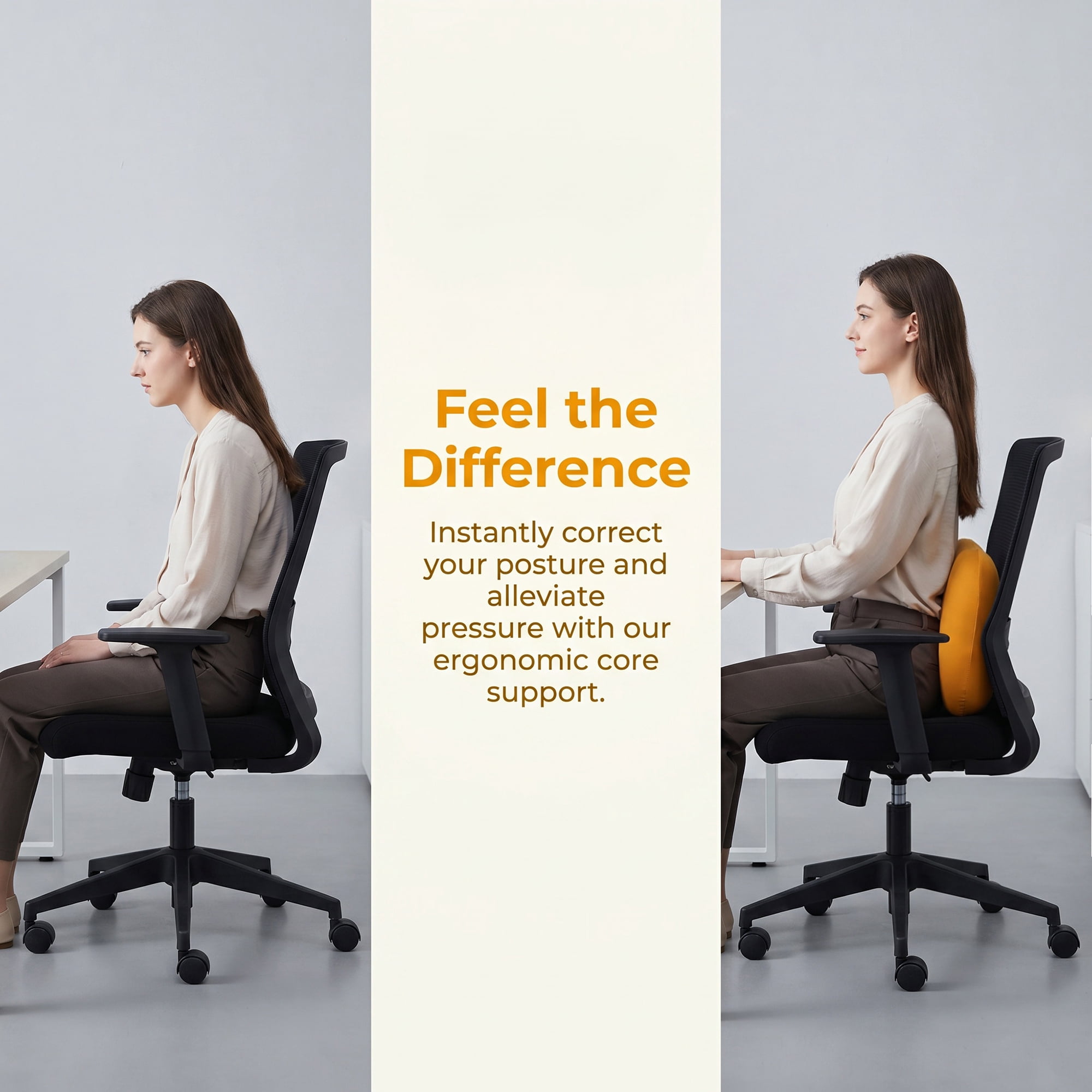 Unique Bargains Lumbar Support Pillow  Memory Foam Back Support Yellow 15"x10.2"x3.9"