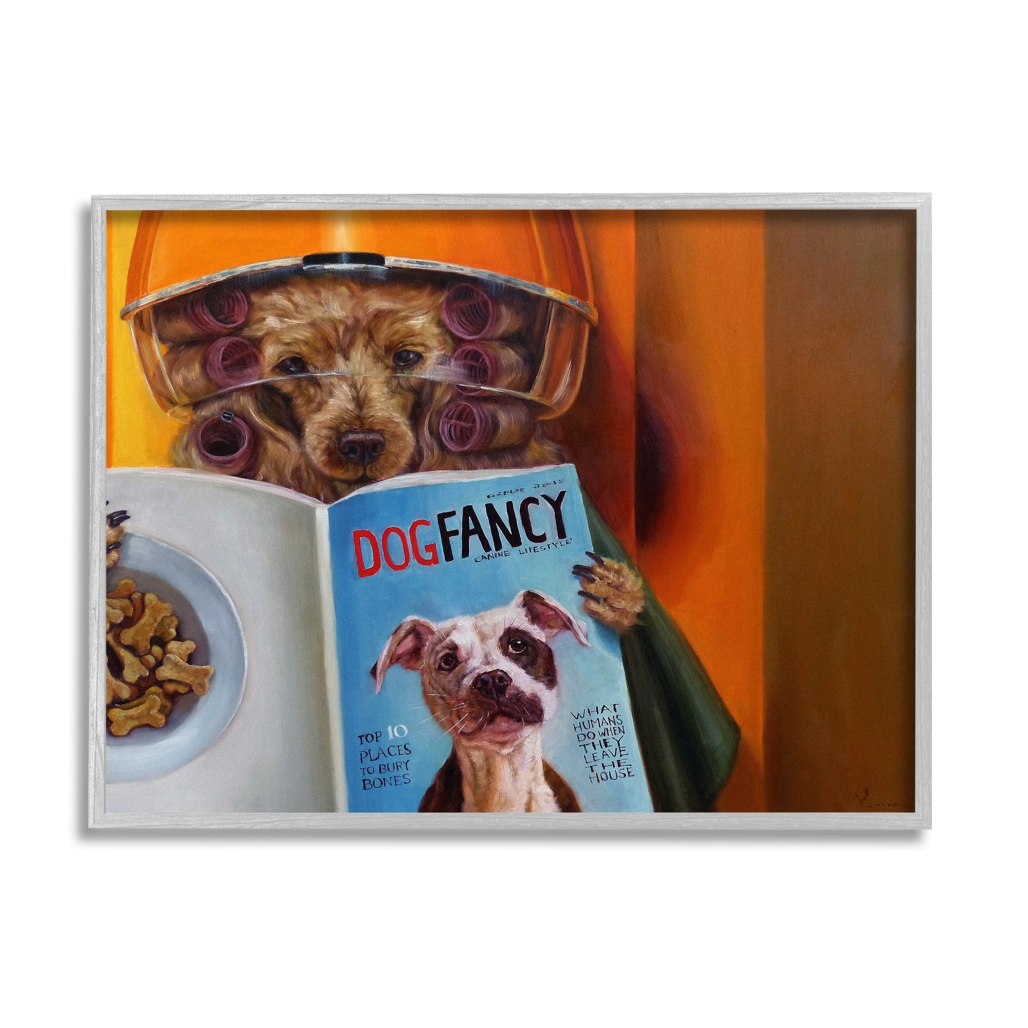 Stupell Industries Glam Hair Salon Dog Perm Hairstyle Magazine Framed Wall Art, 30 x 24, Design by Lucia Heffernan