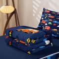thumbnail image 5 of Erosebridal City Cartoon Bus Tile Zipper Twin Comforter Sets with Fitted Sheet and 2 Pillowcases,House Stop Sign Zipper Bedding Set,Navy Red White,4-Piece,Navy Blue Reversible, 5 of 5