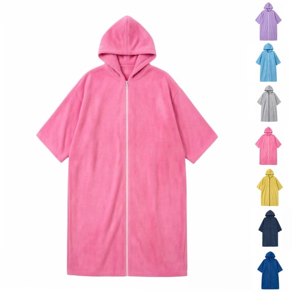 Girls Swim Cover Up Hooded with Zipper Casual Loose Fit Soft Zip Up Beach Bathing Suit Wraps Coverup for Kids Toddler Swim Party Wear