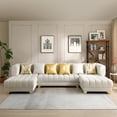 thumbnail image 4 of Marigold Cream Velvet U-Shaped Double Chaise Sectional Sofa Gold or Silver Legs, 4 of 9