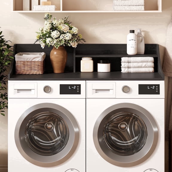 Tarnorci 54" 2-Layer Washer Dryer Countertop with Storage Shelf，Side Edge for Laundry Room Organization