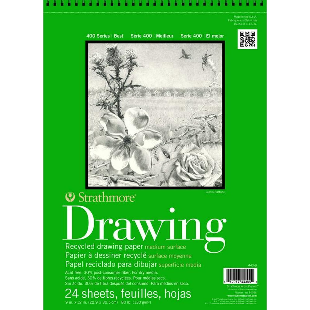 Strathmore Drawing Paper Pad, 400 Series, 9" x 12", Recycled Walmart