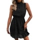 thumbnail image 3 of VISgogo Mini vestido para mujer, elegante, sin mangas, cuello alto, sólido, verano, casual, citas, vestido de una línea VISgogo moda, 3 of 7