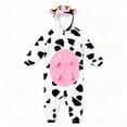 thumbnail image 5 of Matching Family Cow Print Hooded One Piece Soft Flannel Zipper Jumpsuit Loungewear Sleepwear for Mom and Child, 5 of 6