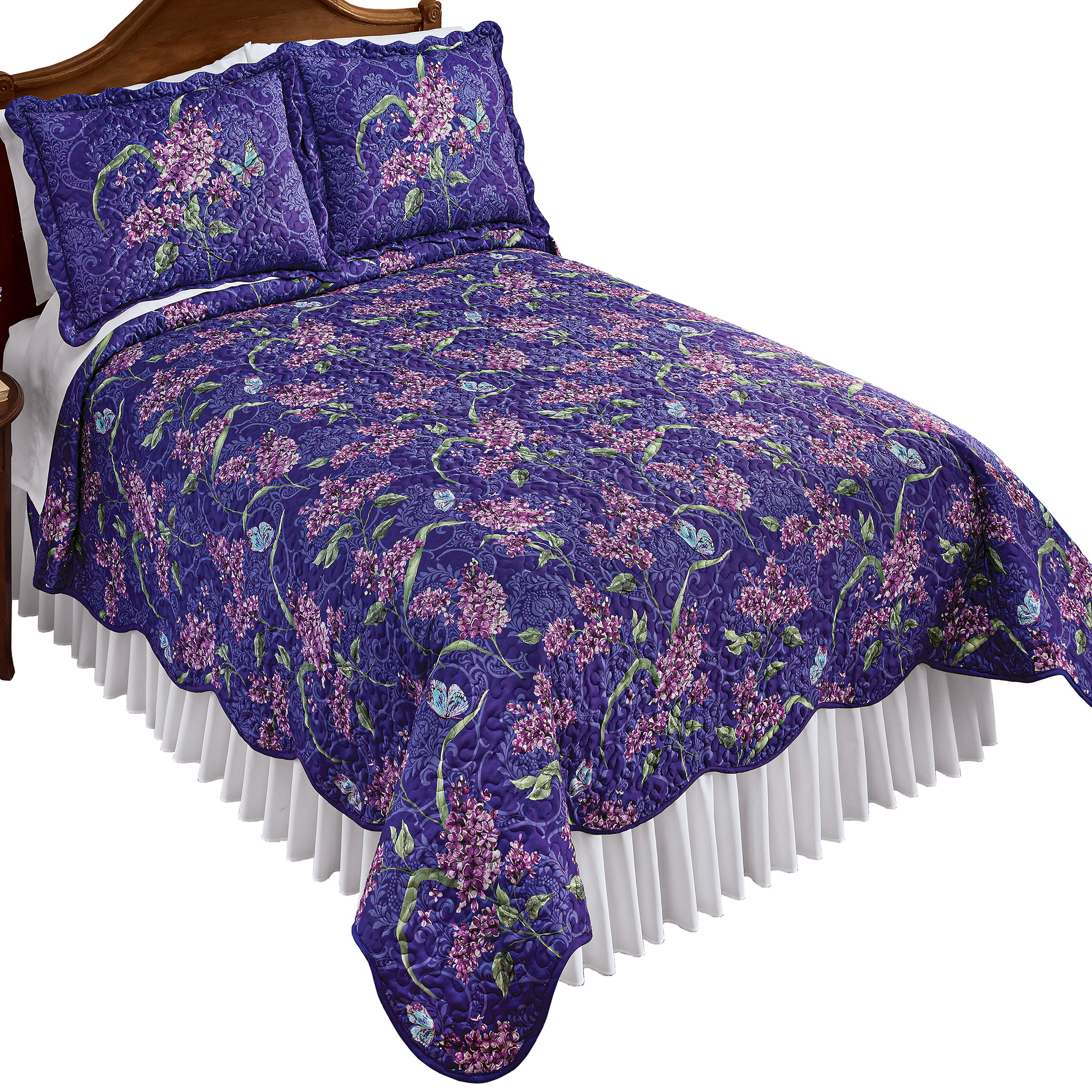 Romantic Rich Purple Medallion Design Floral Quilt Full//Queen Choose Twin Machine Wash Polyester Bedroom Home D/écor King