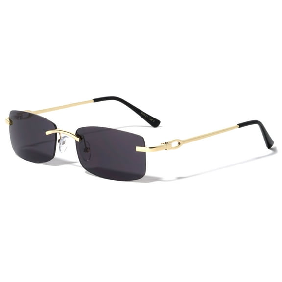 Rimless Gold Frame Sunglasses Slim Rectangular Frame 100% UV Protection Men Or Women