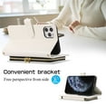 thumbnail image 6 of YEYKX Wallet Case for iPhone 11 Pro 5.8inch with Wrist/Shoulder Strap, 9 Card Slots Zipper Purse Luxury Leather Stand Checkered Cell Phone Cover,White,For iPhone 11 Pro, 6 of 10