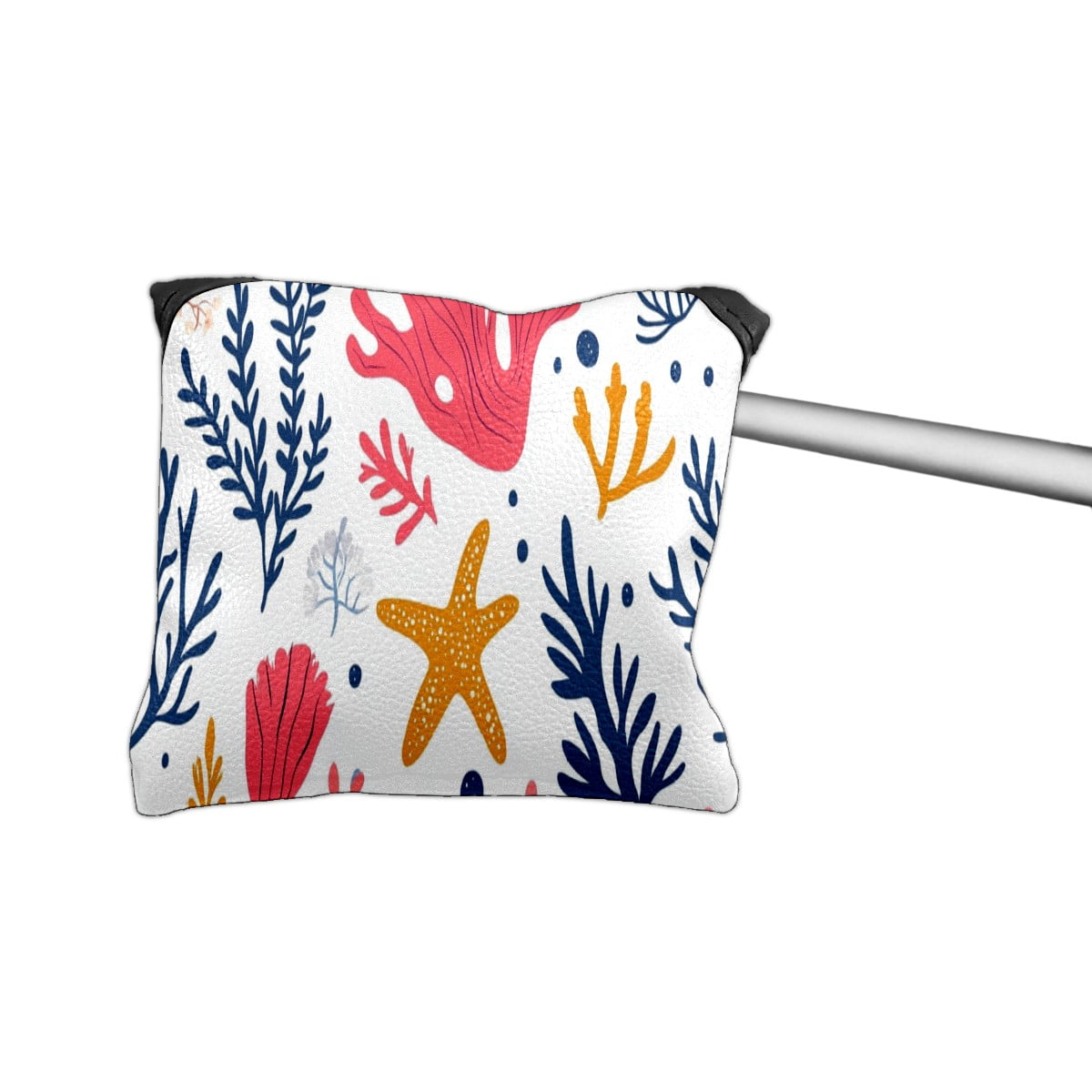 Golf Mallet Putter Cover Premium Leather Waterproof Golf Putter Head Cover with Magnetic Closure Graffiti Coral Reef