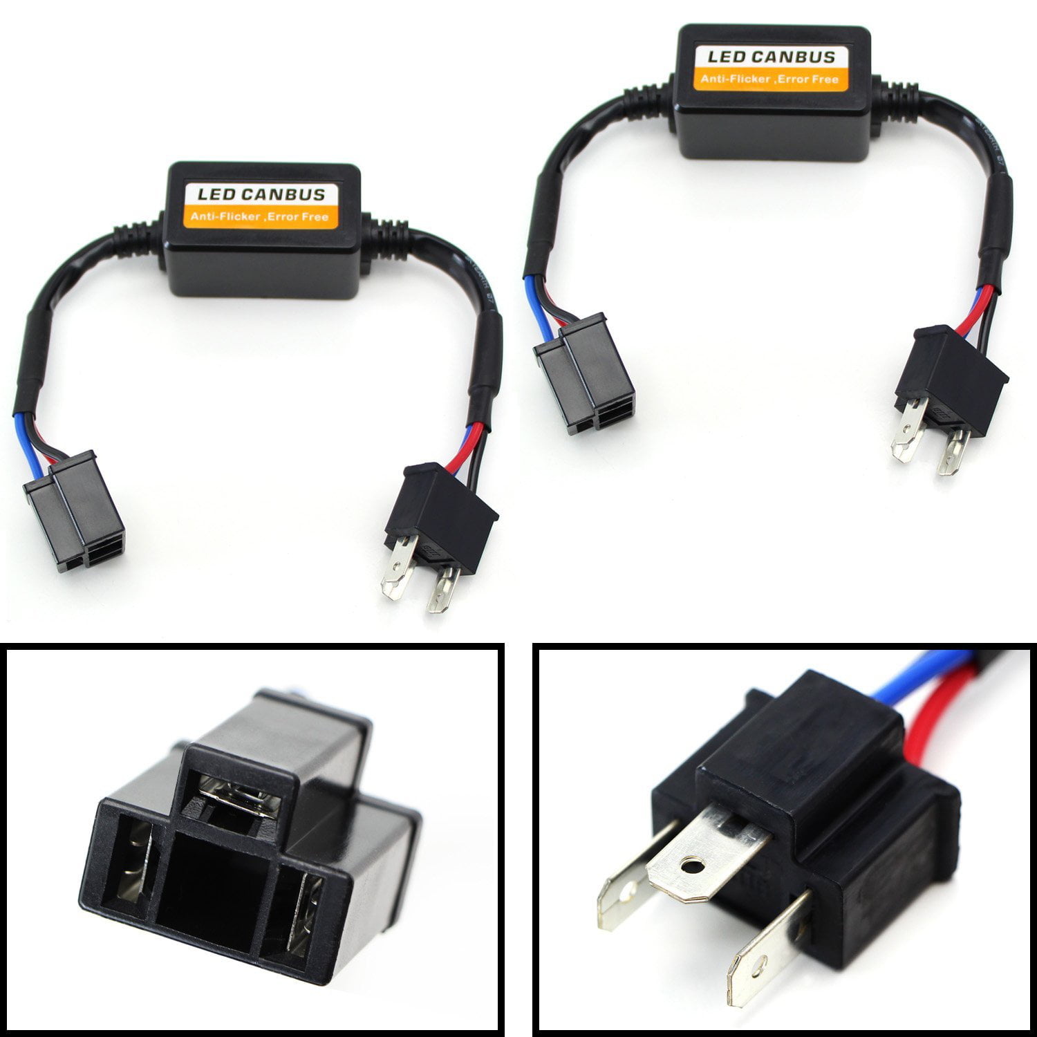 Wire LED Resistor Canceler Error Decoder 9003 HB2 H4 Headlight Bulb Flicker Stop