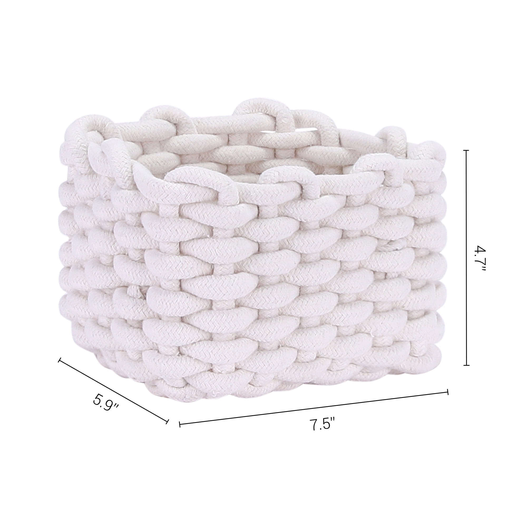 Unique Bargains Woven Storage Basket Bin Shelf Closet with Handles White