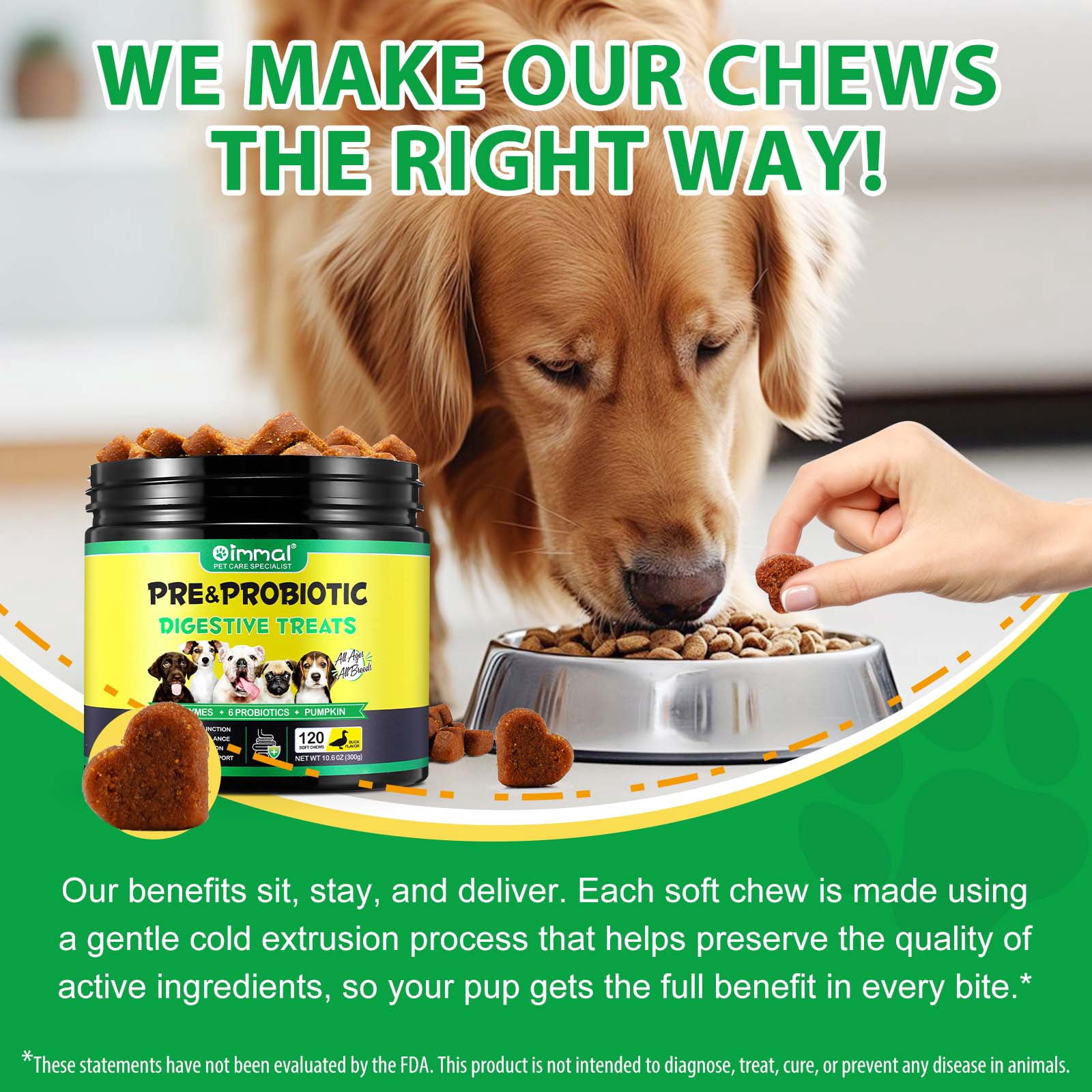 Oimmal Dog Pre and Probiotics Chews with Digestive Enzymes,for Gut Flora-Digestive Health-Immune Support-Allergy Itch Relief-Reduce Diarrhea,Gas,Bad Breath,360 Counts
