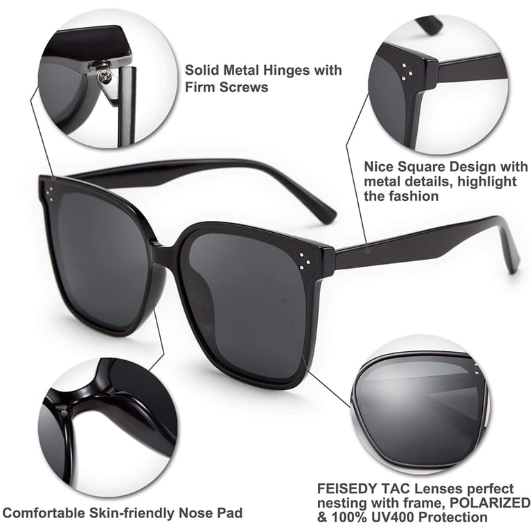 Retro Square Polarized Sunglasses Women Men Oversized  display picture 2