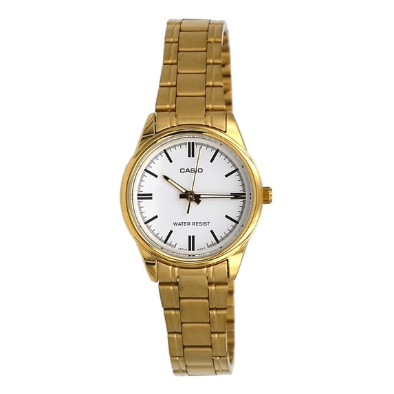 Casio LTP-V005G-7A Women's Gold Tone White Dial 3-Hand Analog Dress Watch